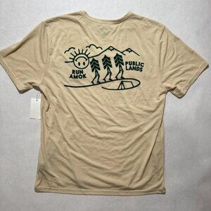 Roark Run Amok Public Lands Mathis Natural Tan T-Shirt Men's Size Medium